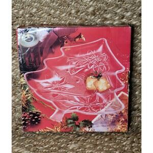 Home Beautiful Christmas Tree Tray Serving Dish Bells Holly Berries 13.5"